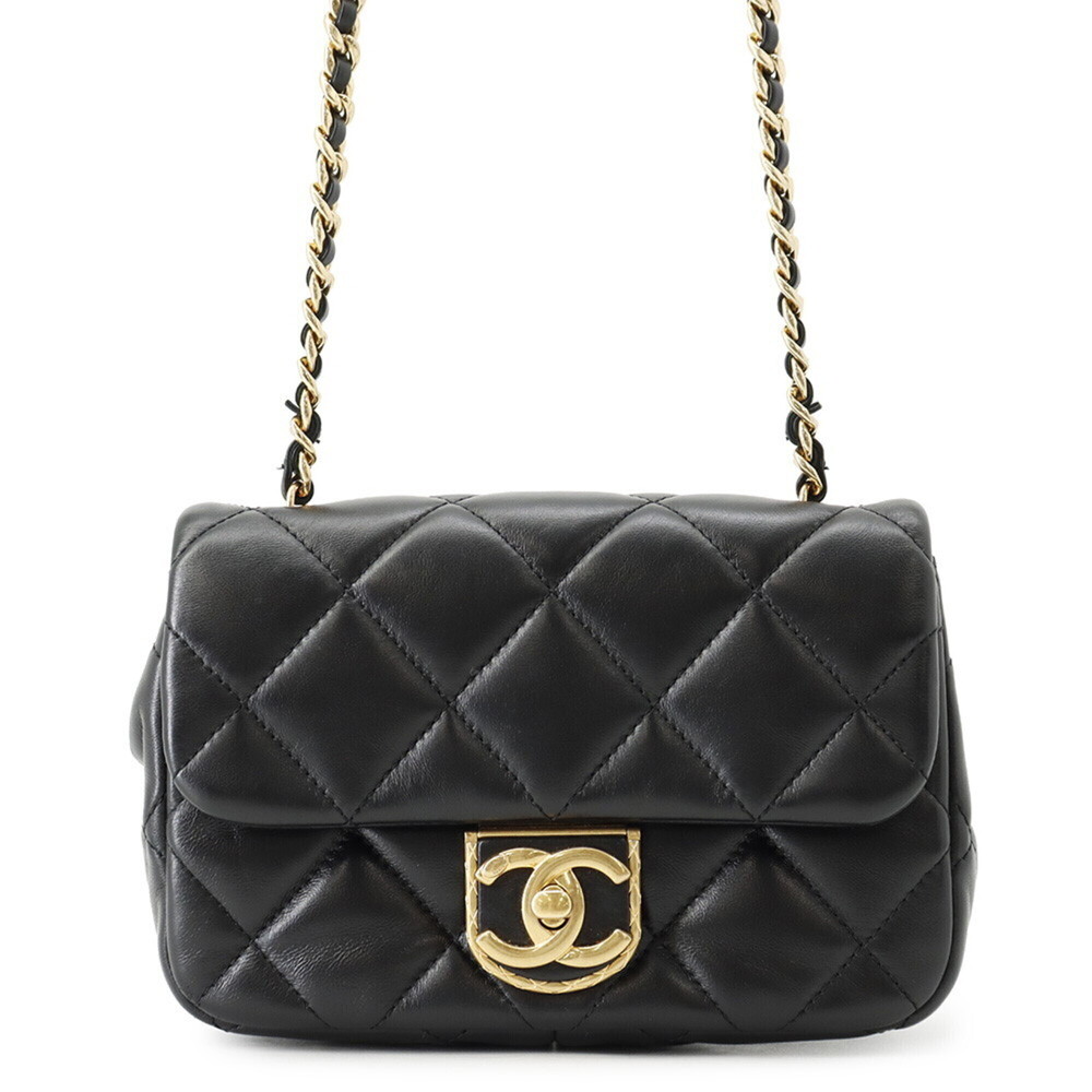 Chanel Chain Shoulder Bag Matelassé Coco Mark Small Flap Lambskin AS2473 CHAN...